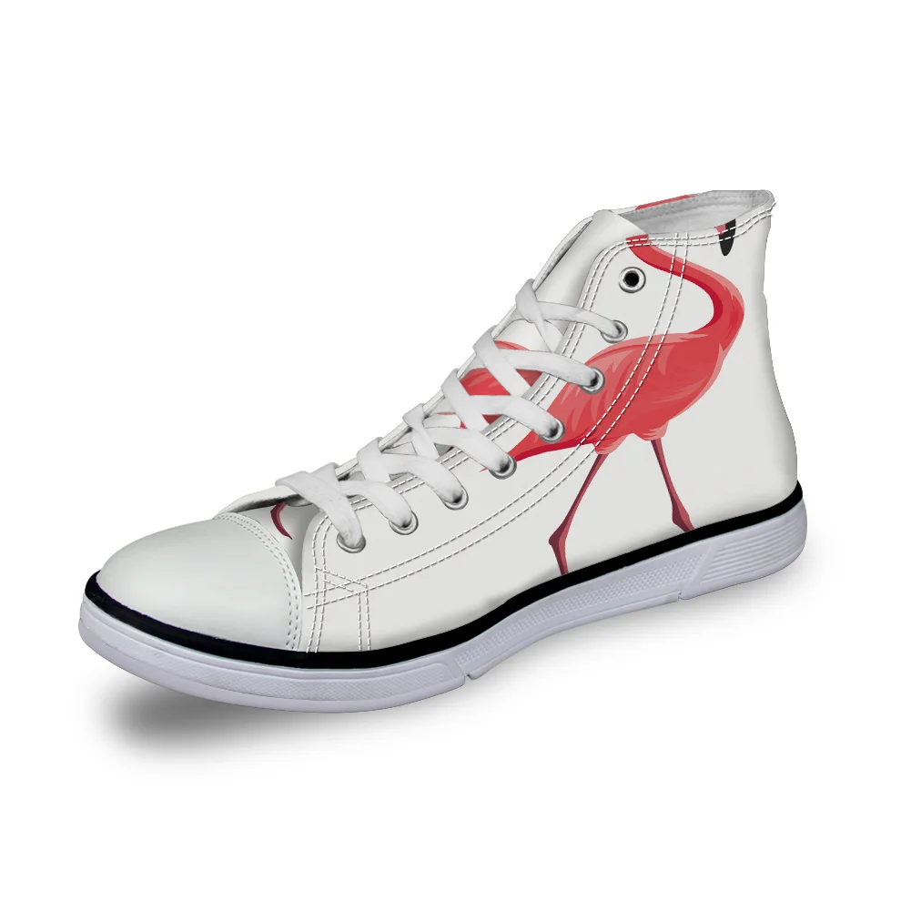 

Women Canvas Shoes Cartoon Flamingo Africa Animal Pink High Top Flats Unisex Vulcanized Shoes Female Casual Shoes