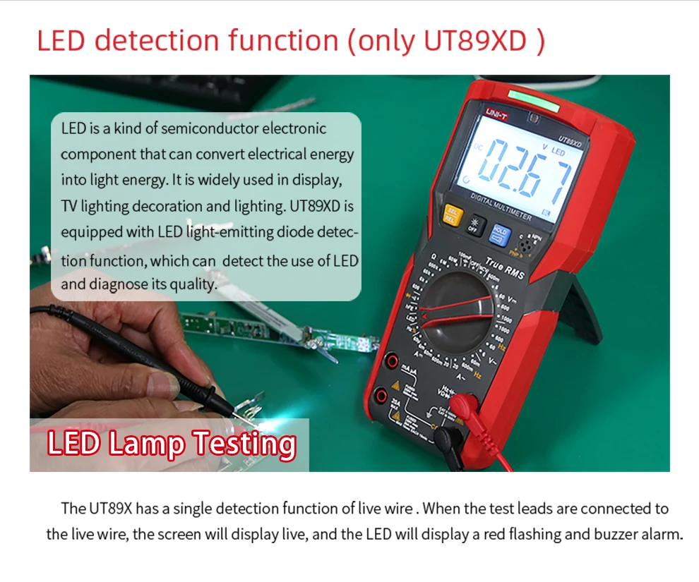 TRMS цифровой мультиметр тестер UNI-T UT89XD ac dc Вольтметр Амперметр Емкость Сопротивление частоты тестер с светодиодный тестирование