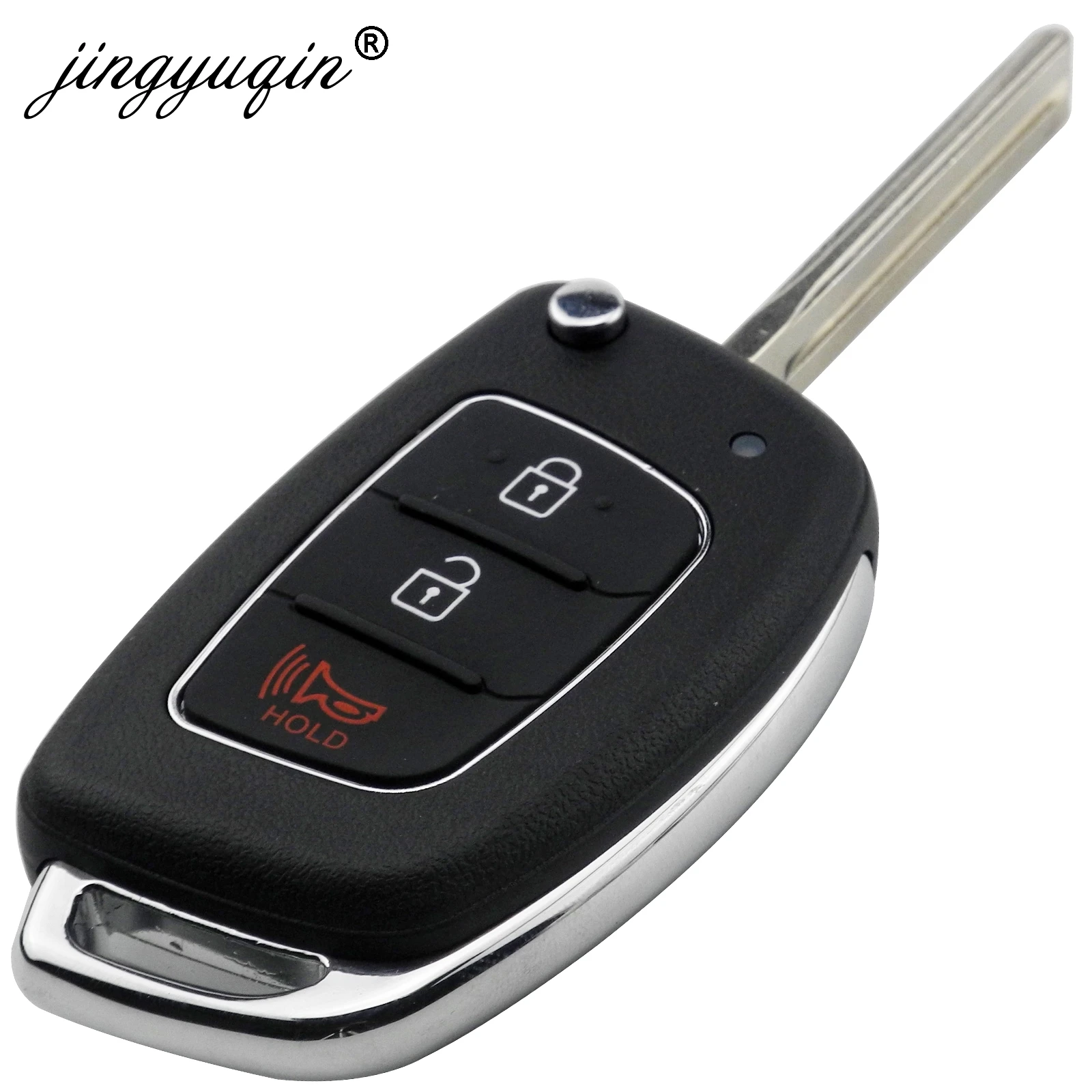 JINGYUQIN 10PCS 3 BUTTON REMOTE CAR KEY CASE FOR HYUNDAI HB20 IX35 I45 SANTA FE ACCENT I40 I20 HY15/HY20/TOY40 BLADE FOB SHELL
