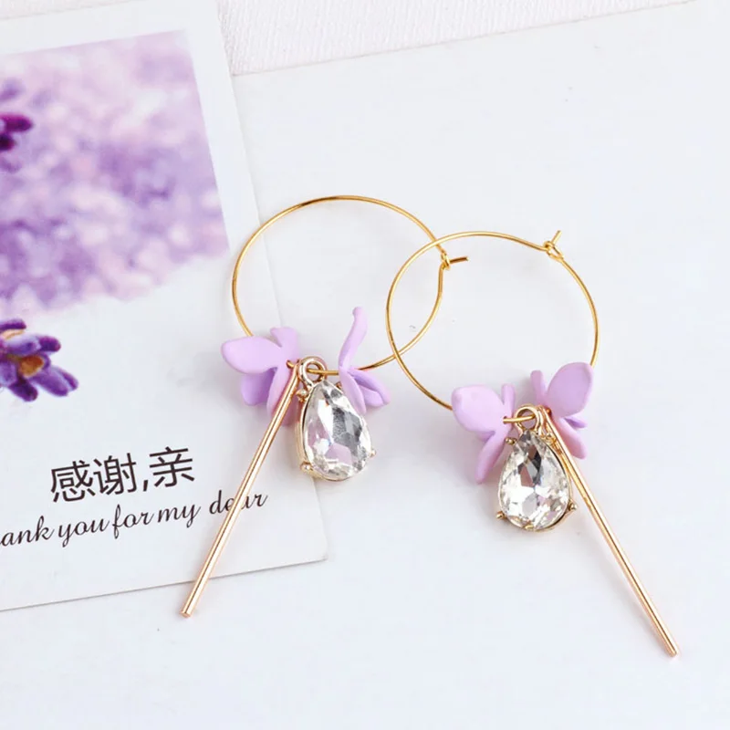 10pcsButterfly Statement Earrings Fashion Diy Jewelry Accessories Drop Oil Spray Flower Alloy Korea for Women Material Pendant | Украшения