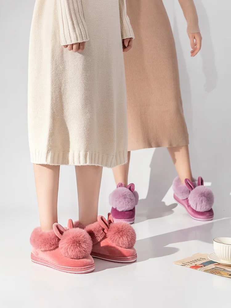 Pink Flock Warm Cotton Women Boots Cheap Winter Shoes Casual High top Fur Flats Outdoor Hot Women Snow Boots botines mujer 2021