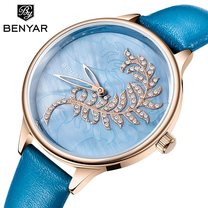 

New fashion quartz women's watches BENYAR sport wrist watches ladies top brand luxury leather watch women clock Relogio Feminino