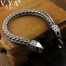 V. YA 925 пробы серебряный мужской браслет толстый винтажный панк-рок стиль мужской браслет хорошее ювелирное изделие хороший подарок для мальчика