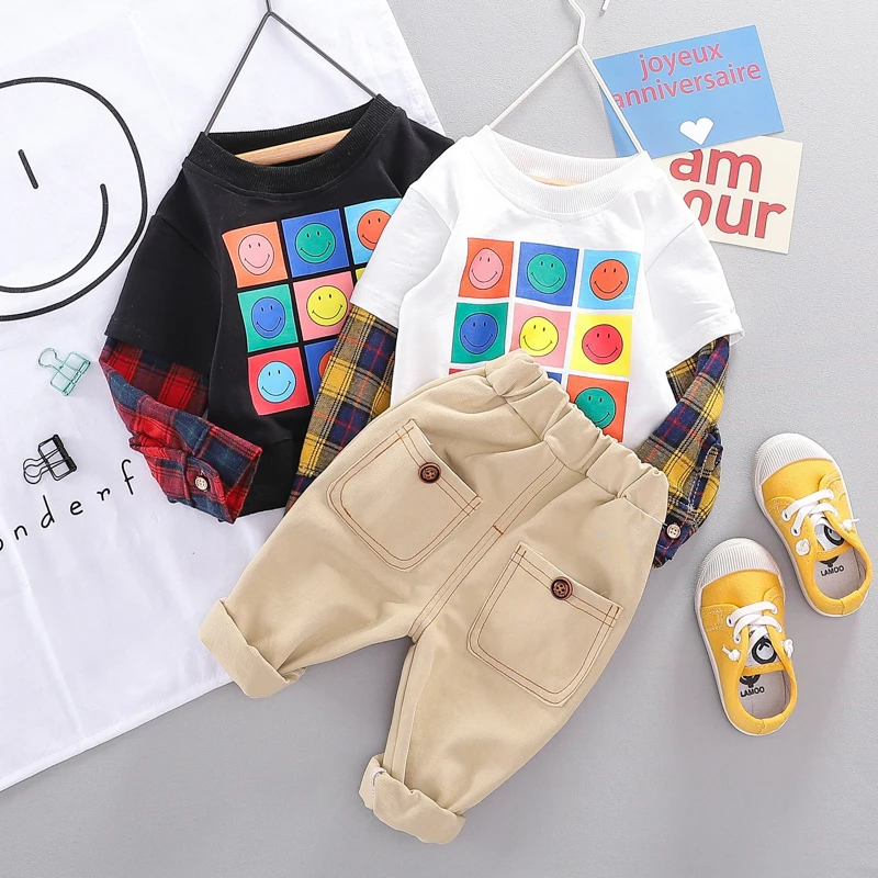 HYLKIDHUOSE/ весенние комплекты одежды для младенцев; одежда для малышей; футболка с длинными рукавами и штаны; одежда для отдыха для девочек и мальчиков