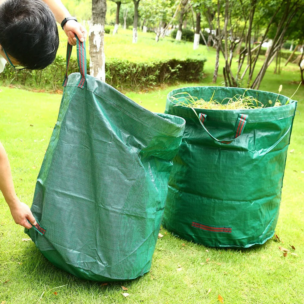 Bolson Juego de 3 sacos de jardín de 272 L bolsa para hojas autoportante y plegable con 4 asas estables hojas y cortes verdes con base extra reforzada para residuos de jardín 