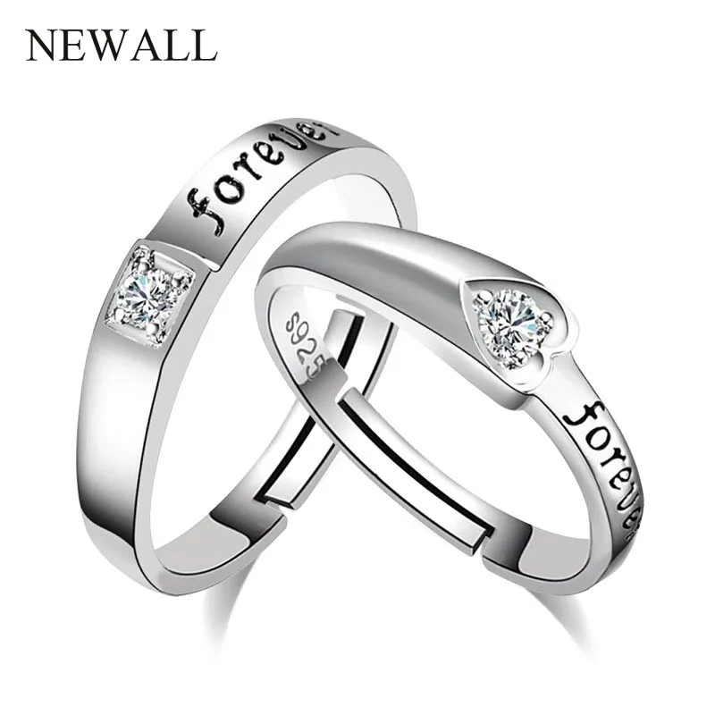 Type 2 2 шт./компл. Классическая пара Свадебный Открытое кольцо Bijoux(украшения своими руками) женские Модные украшения Серебро CZ Обручение кольцо Для женщин обещание подарок - Цвет основного камня: Type 2