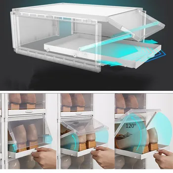 

Dropshipping 2PC Push Drawer Type Shoe Box Shoe Organizer Drawer Transparent Plastic Shoe Stackable design Drawer type Shoe box