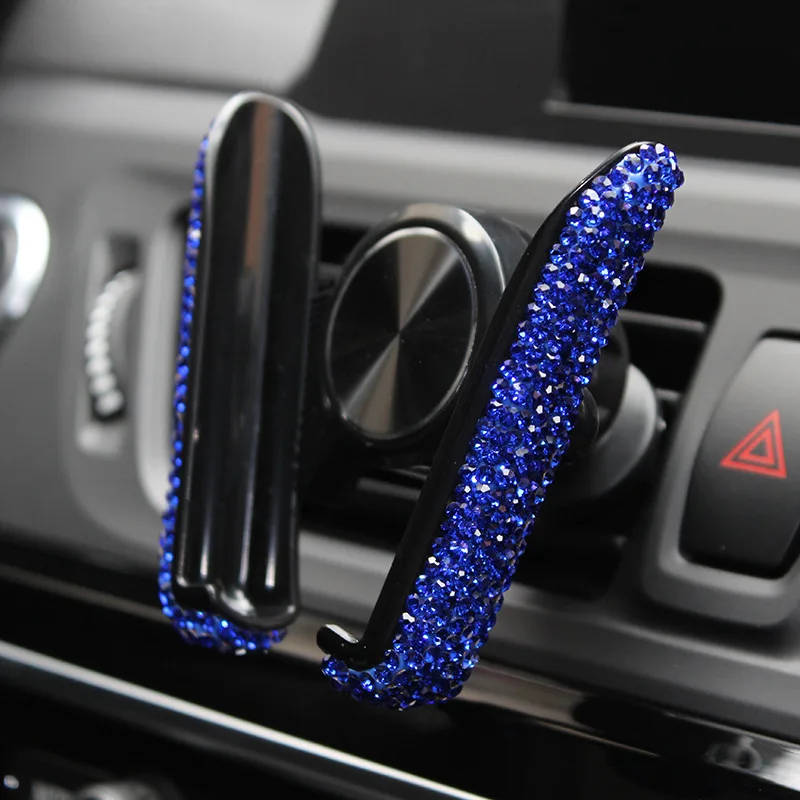 Rhinestones-Gravity-Car-GPS-Stand-Phone-Holder-Air-Vent-Mount-Diamond-Crystal-Load-bearing-Navigation-Bracket-USB-Fast-Charger-53