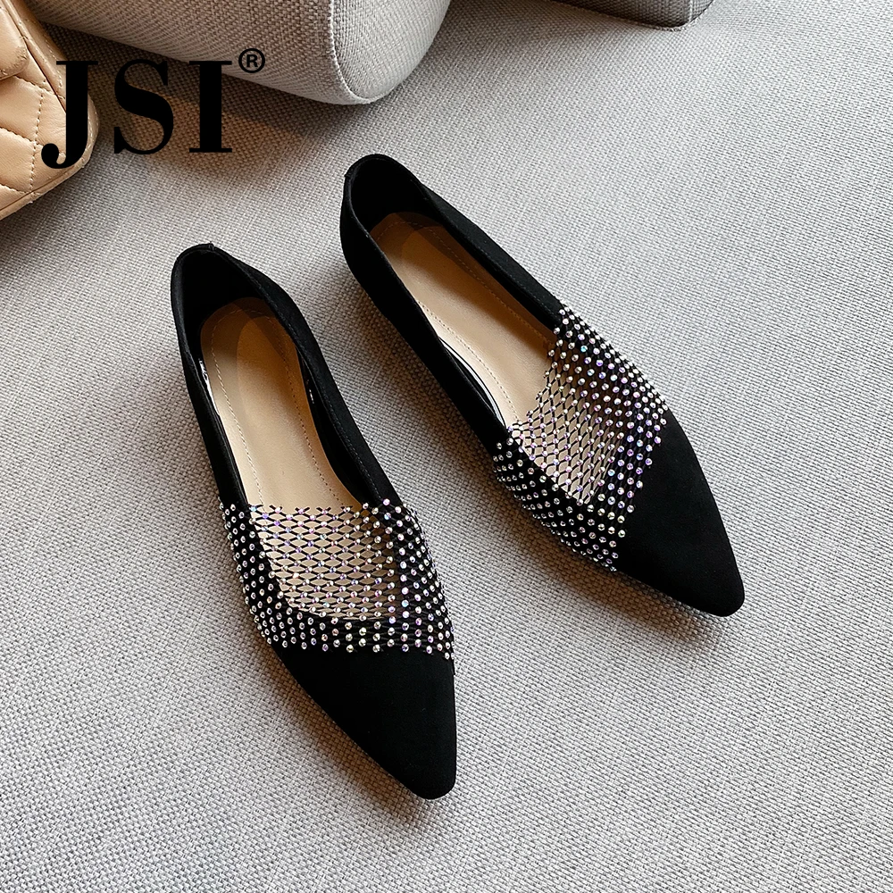 

JSI Fashion Women Flats Pointed Toe Solid Shallow High Quality Sheepskin Slip-On Party Shoes Spring Autumn Elegant Flats JO432