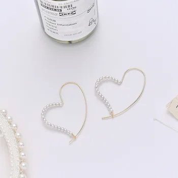 

Korea Style New Silver Needle Sweet Simple Cute Imitation Pearl Heart Stud Earrings for Women Girl Fashion Jewelry Accessories