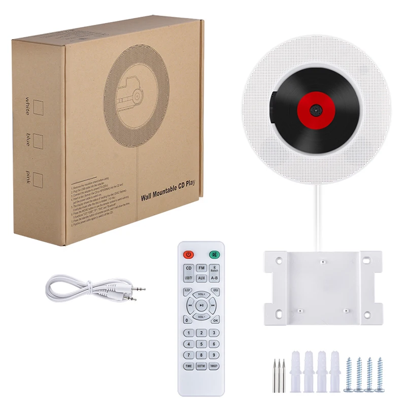 

Portable Wall Mountable Bluetooth CD Player USB Drive LED Display HiFi Speaker Audio with Remote Control FM Radio Built-In(EU Pl