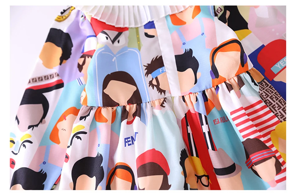 Kids Girls Long sleeve Dress 2-6 Years Summer Girls Printed Dresses Children Clothes Baby Cotton Princess Dress Outfits New