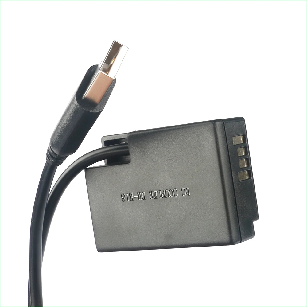 5V USB DR-E18 ACK-E18 Dummy Battery Adapter Plug DC Power Bank For Canon EOS R100 77D 200D 250D 750D 760D 800D 850D 8000D RP