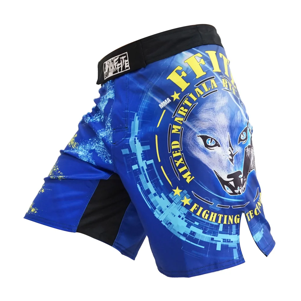 Мужские шорты для ММА Боксерские Шорты для боевых искусств брюки трикотажные изделия Тайгер Муай Тай тонкие тренировочные - Цвет: blue wolf