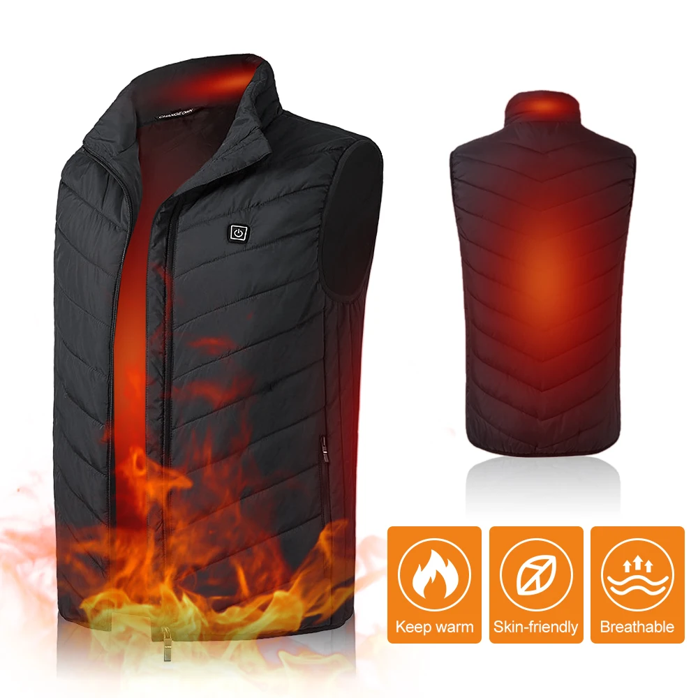 

Lightweight Winter Warm Waistcoat Electric Heating Vest USB Charging Heated Coat Commuting Walking Camping Fishing Thermal Vest