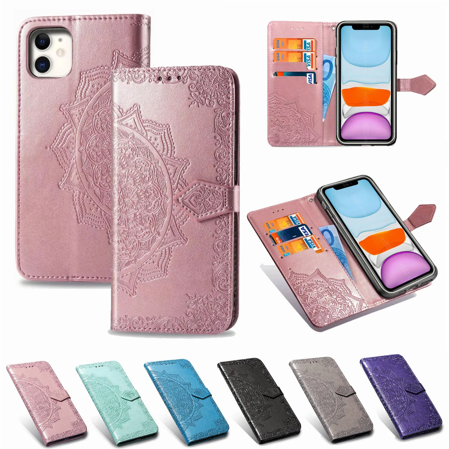 Кожаный чехол для телефона iPhone11 Pro Max тисненый с цветочным рисунком iPhone X XI XS XR 5 5S SE