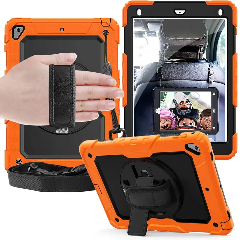 

For ipad Air 3 10.5 2019 Heavy Duty Rugged Cover Rotating kickstand Hand brace + Shoulder Strap Case For ipad Pro 10.5 inch 2017