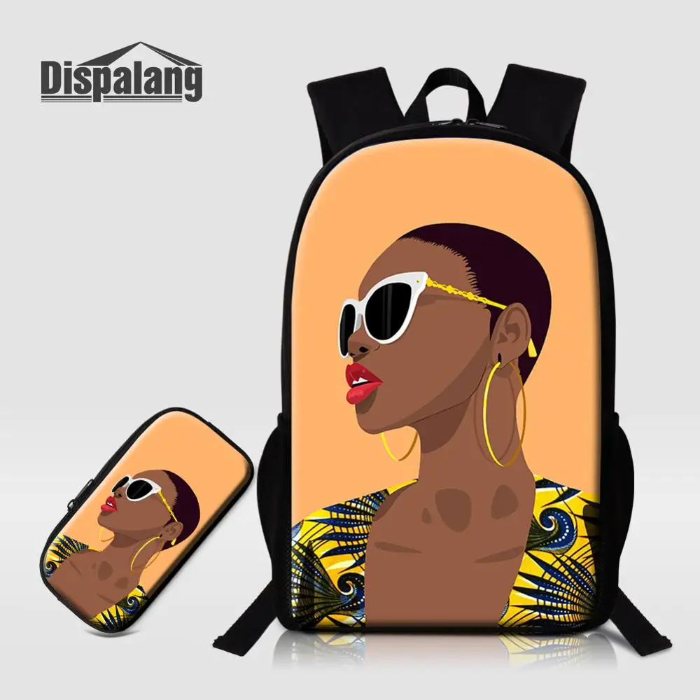 2 PCS Set10 Dispalang на заказ африканская девочка Печать школьный рюкзак с карандашом чехол 2 шт. набор Школьный рюкзак для начальной школы женский рюкзак - Цвет: 2 PCS Set10