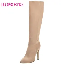 Lloprost ke/Сапоги до колена на тонком высоком каблуке; женские сапоги до бедра; женская зимняя обувь; женские высокие сапоги из эластичной ткани; H626