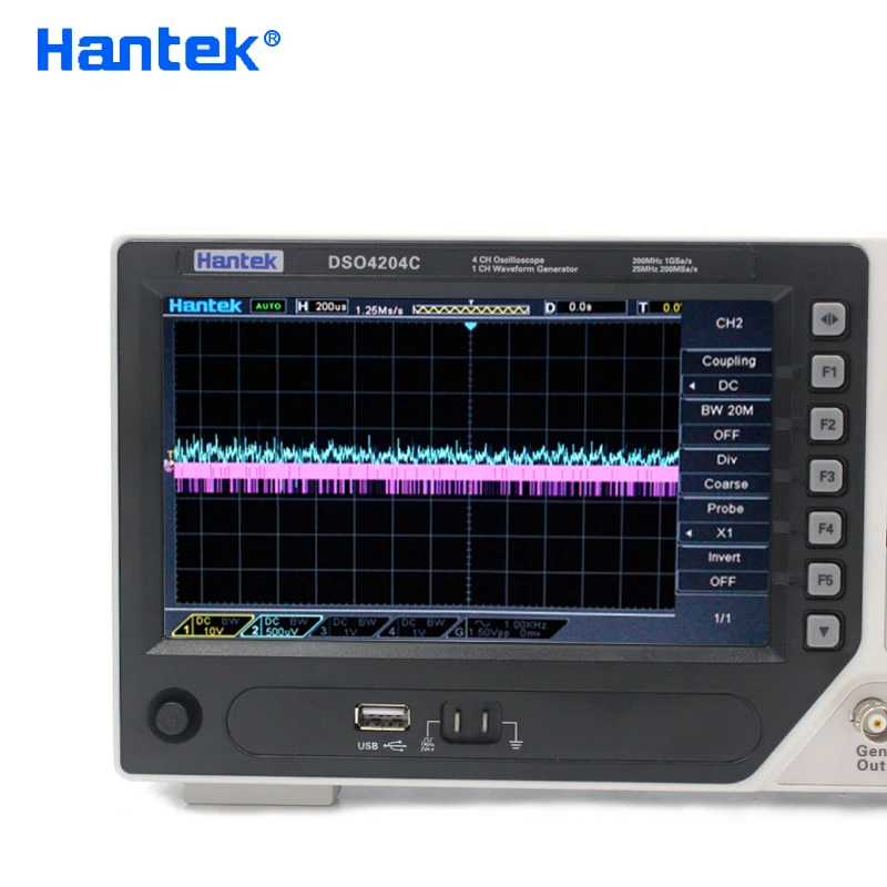 Hantek DSO4204C Digital Oscilloscope 200MHz 4Channels Portable USB Osciloscopio Automotive+EXT+DVM+Auto range function