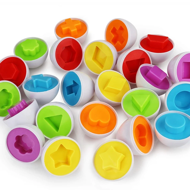 6Pcs Smart Eggs Puzzle Toys for Kid Early Educational Recognize Color Shape Matching 3D Puzzles Egg Montessori Math Teaching Aid 5