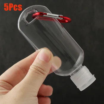 

DROPSHIP 5Pcs 50ml Refillable Bottles with Hook Hand Sanitizer Containers Travel Bottles Alcohol Containers (Random Color Hook)