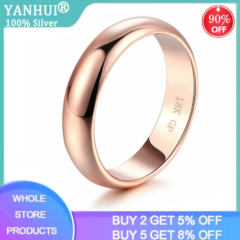 

Classic Simple With 18K Logo Gold Color Couple Rings Women Men Wedding Rings for Lover's Christmas Gift Jewelry Engagement Rings