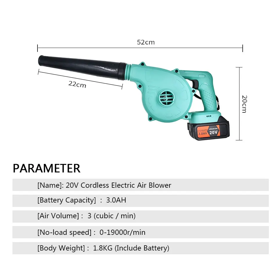20 в беспроводной электрический воздуходувка 3.0AH литиевая батарея пылесос выдув пыли сбора компьютера очиститель воздуха воздуходувки инструмент