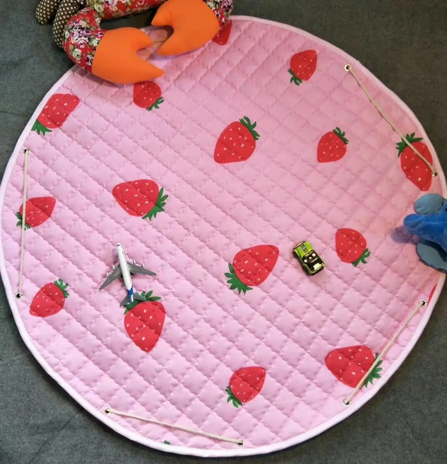 Портативная сумка для хранения детских игрушек и игровой коврик, органайзер для игрушек, практичные мешки для хранения, Детский ковер, одеяло для пикника - Цвет: Strawberry
