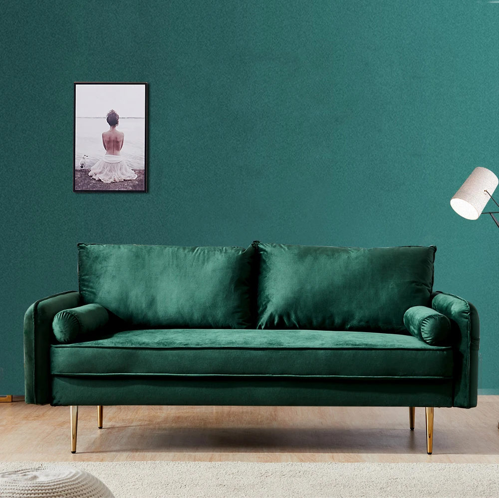 

Indoor Velet Fabric Sofa with Pocket 71"x32.3"x32.3" Living Room Furniture 3 Color Simple Assembly Solid and Sturdy[US-Stock]