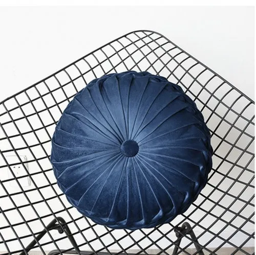 Ретро круглая форма Подушка с изображением тыквы, 38*38*11 см Европейский стиль круглая подушка для сиденья/задней подушки или как диван Подушка Кровать Подушка бархат - Цвет: navy blue
