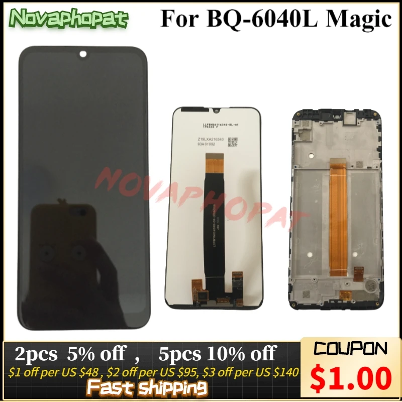 Novaphopat Original Black LCD Sensor For BQ Mobile Magic BQ-6040L 6040L Touch Screen Digitizer Display Glass lens Full Assembly