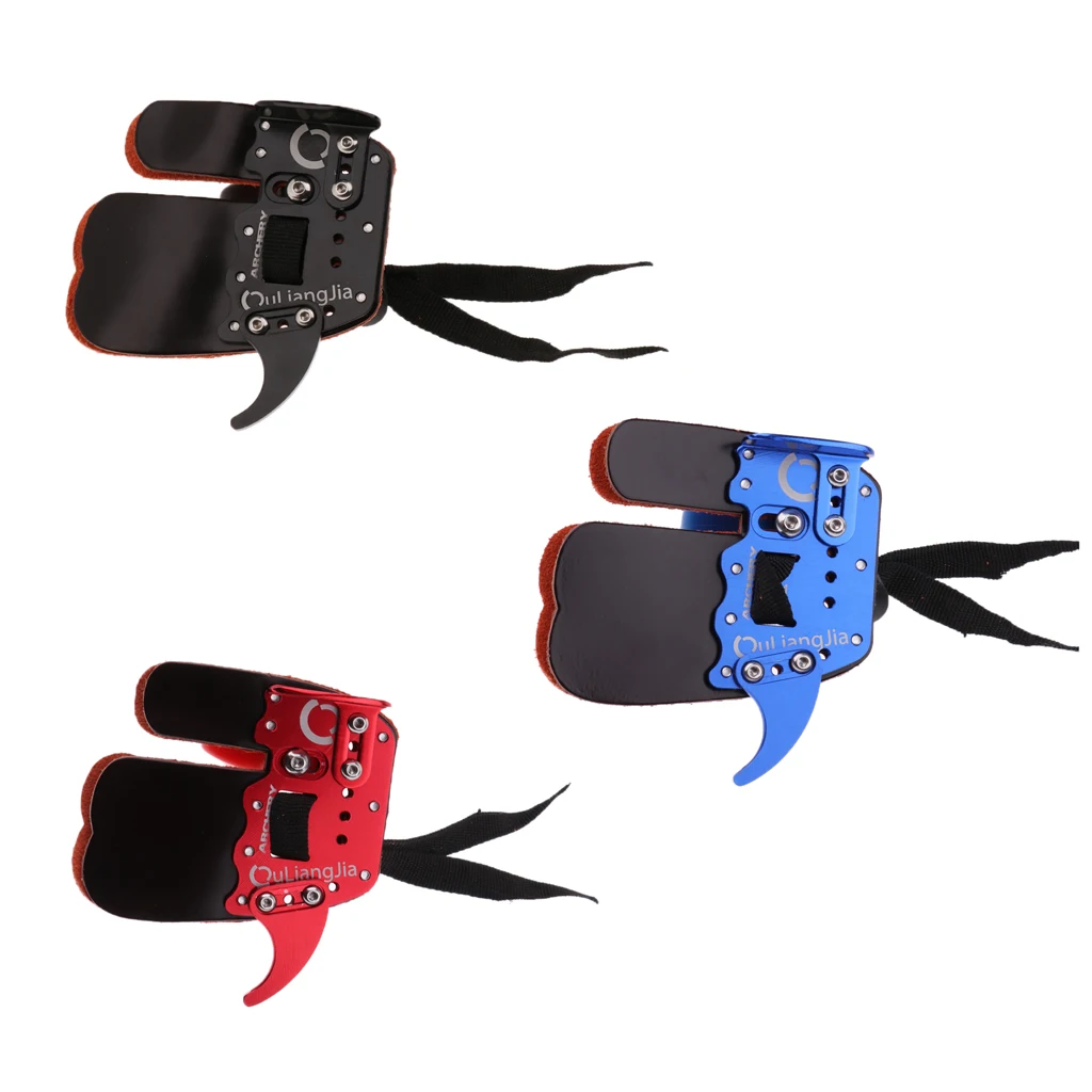 Archery Leather Finger Tab Protector Finger Guard Adjustable for Hunting Arrow Bow Accessories