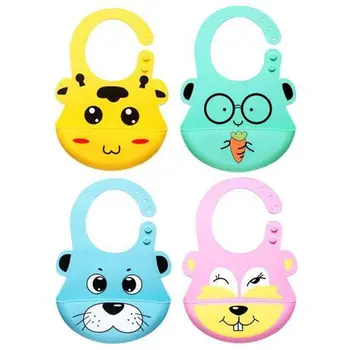 

Waterproof Baby Soft Silicone Bibs Cartoon Infant Feeding Saliva Towel Food Catcher Pocket