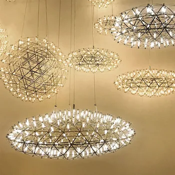 

Classical Design Creative LED Pendant Light Firework Pendant Lights Round Hanging Lamps Stainless Steel Indoor Lustres LED Bulbs