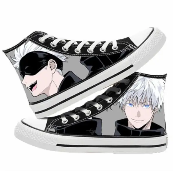 Jujutsu Kaisen Gojo Satoru Cosplay Shoes Canvas Fashion Casual Men Women College Anime Cartoon Students High Help