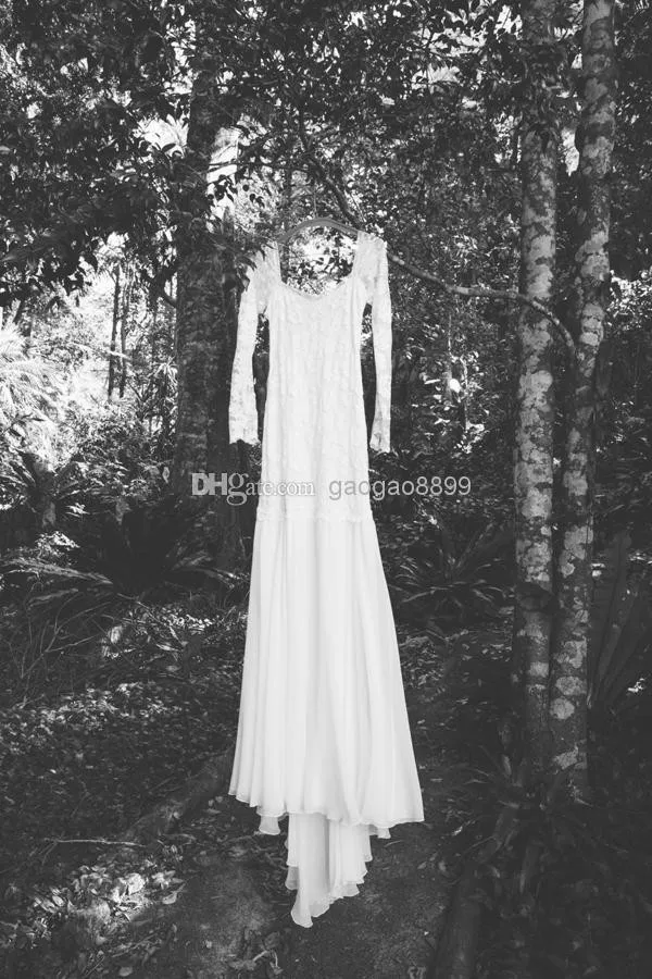 Модное пляжное пикантное свадебное платье vestido de novia Casamento с длинным рукавом на заказ кружевное свадебное платье с открытой спиной