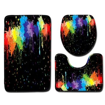

Cool Pattern Bathroom Mat Toilet Three-Piece Set Foam Durable Cover Shower Carpets Soft Floor Home Anti Slip Liner
