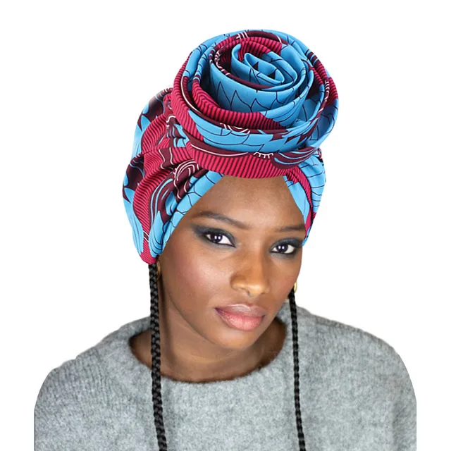 African Pattern Wowen Knot Headwrap Pre-Tied Knotted Turban Bonnet Satin linned Beanie Headscarf Cap Headwear Hair Accessories 1