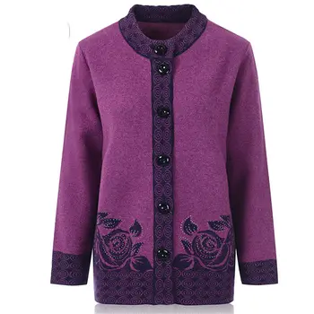 

Plus Size 6XL Sweater Coat Middle-aged women Autumn Winter Loose Print Knitted Cardigan Jacket Casual Knitwear Shirt Blusa f1489