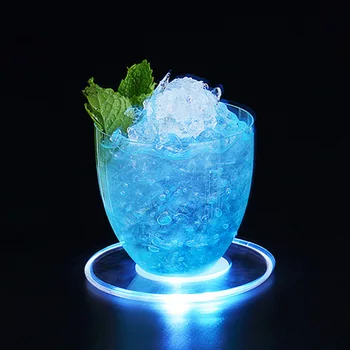 

Round Acrylic LED Light Up Coaster Cocktail Cup Holder Mat Waterproof Luminous Bottle Drinks Coaster