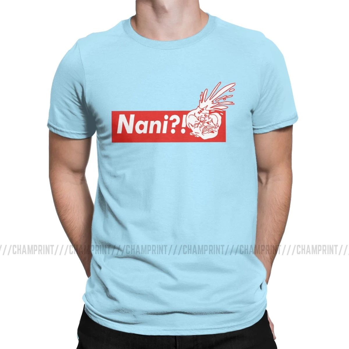 Nani Hokuto No Ken Kenshiro, футболка, мужская, хлопок, винтажные футболки, Fist of the North Star, футболка, короткий рукав, одежда - Цвет: Небесно-голубой