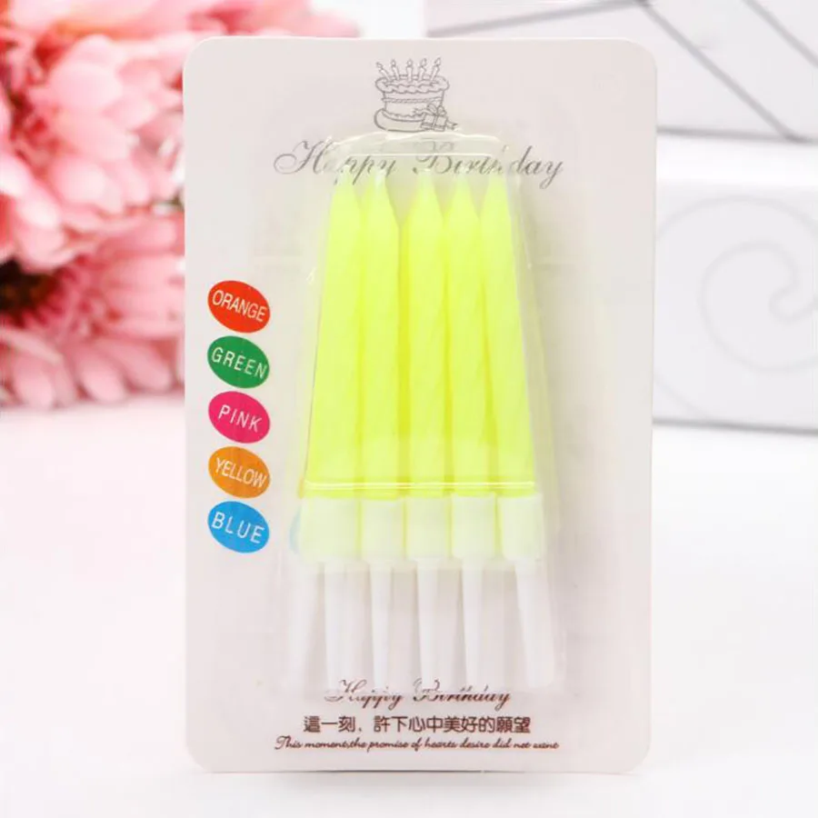 Yellow 10 шт./лот Coloful свечи рождения День рождения свечи торт украшения Baby Shower мальчик девочка первые День рождения для детей Dec - Цвет: Yellow