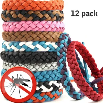 

12 Pack Mosquito Repellent Bracelet Reusable Leather Adjustable Adult Child Baby Outdoor Garden Killed Mosquitoes Bracelets