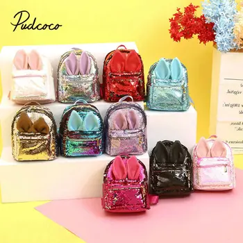 

pudcoco 2019 Baby Accessories Bling Bling Lovely Kids Baby Backpack 3D Cartoon Bag Children Girls Rabbit Sequins School Bag