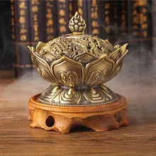 Курильница 1 шт. в форме цветка лотоса украшения для дома и офиса Многофункциональный держатель ладана сплав китайский Будда ручной работы