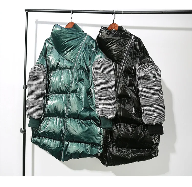 Новинка, корейский стиль, Женское зимнее зеленое черное пальто, большой размер, длинная куртка, женская теплая парка, верхняя одежда, ветровка J206