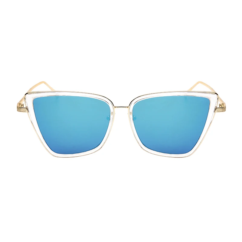 C5 Новые брендовые дизайнерские солнцезащитные очки Cateye, женские винтажные металлические очки, зеркальные ретро очки Lunette De Soleil Femme UV400 - Цвет линз: C5