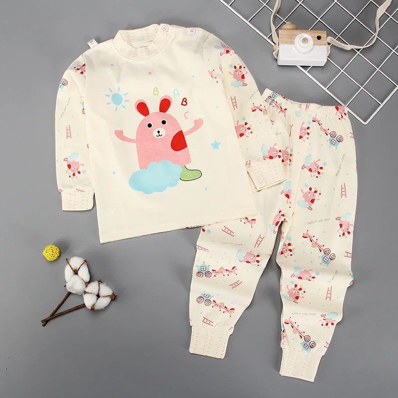 Herbabe/детская одежда для девочек милые подштанники с героями мультфильмов для малышей, домашняя пижама для маленьких мальчиков комплекты одежды из 2 предметов на весну, осень и зиму