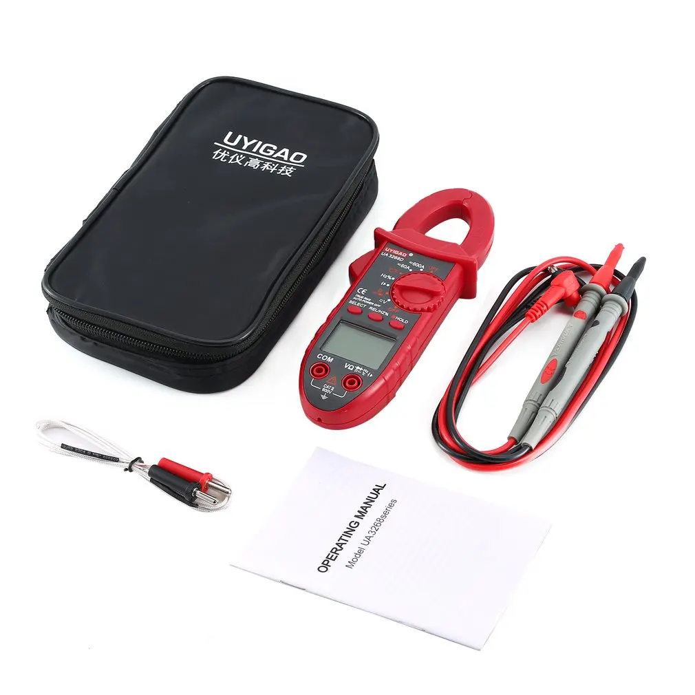

UYIGAO Digital Clamp Meter Multimeter Auto Range AC/DC Volt Ohm Resistance Diode Continuity Temp Capacity Frequency Tester